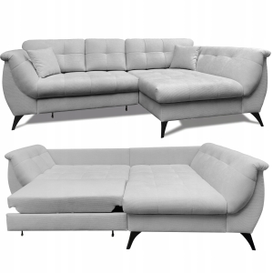 Wygodny narożnik MONARI skandynawski w literę L z funkcją spania pojemnik