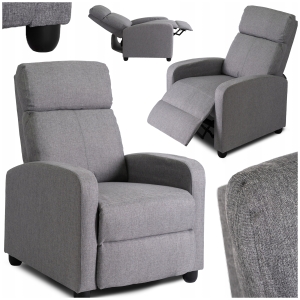 Fotel Rozkładany Wypoczynkowy Tapicerowany Do Spania Salonu Szary DANNY 2