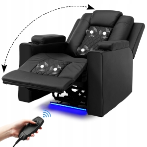 Fotel relaksacyjny Elektryczny fotel masujący aktywujący LED czarny